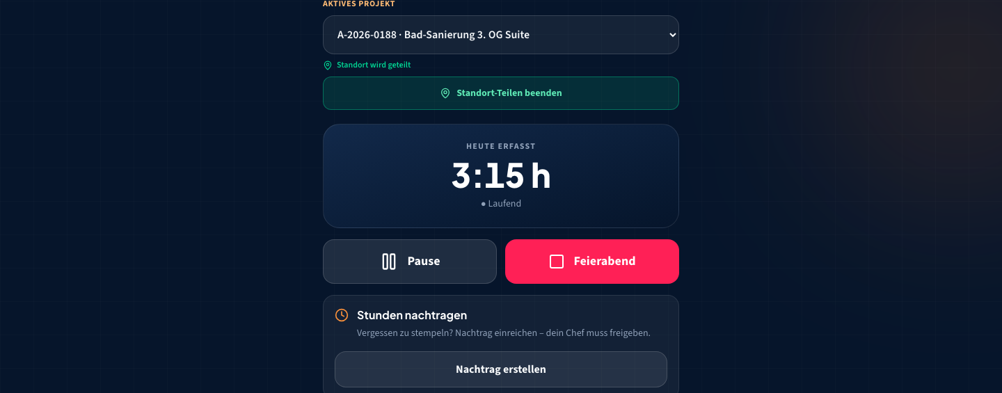 Zeiterfassung in der Monteur-App